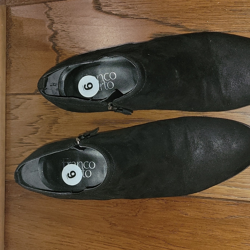 Franco Sarto black heeled ankle booties 9 - Picture 3 of 7